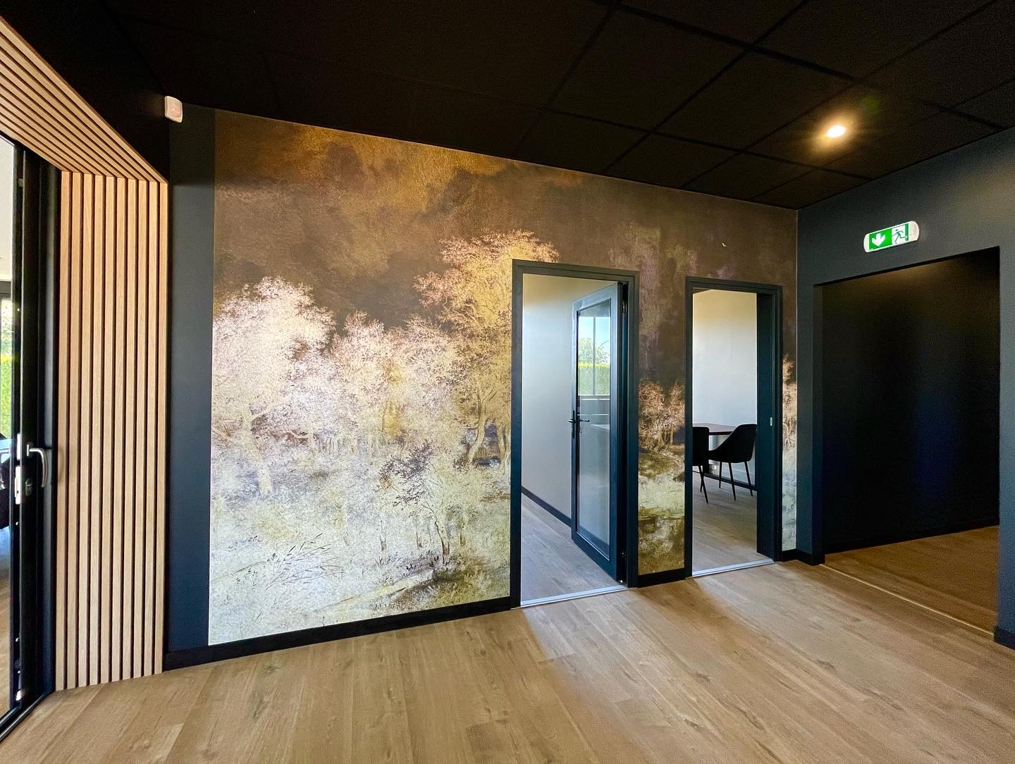 Papier peint panoramique Labo Léonard dans les bureaux de Rénoval à Cholet
